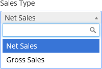 Sales Type drop-down list expanded showing 