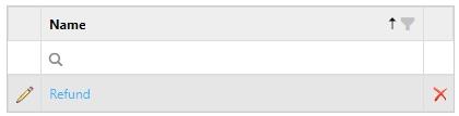 Refund Reasons list showing a single 