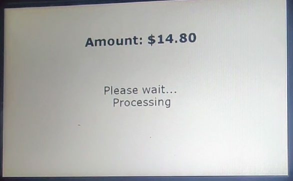 Payment device screen showing 