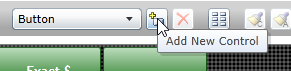 Toolbar with the control type drop-down set to Button and a tooltip labeled 